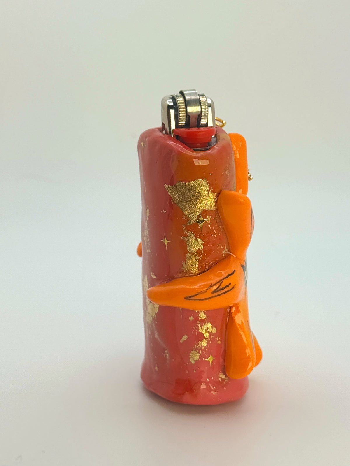 Whimsical Sun Case with charm| Fits Standard Bic | Handmade Polymer Clay Art