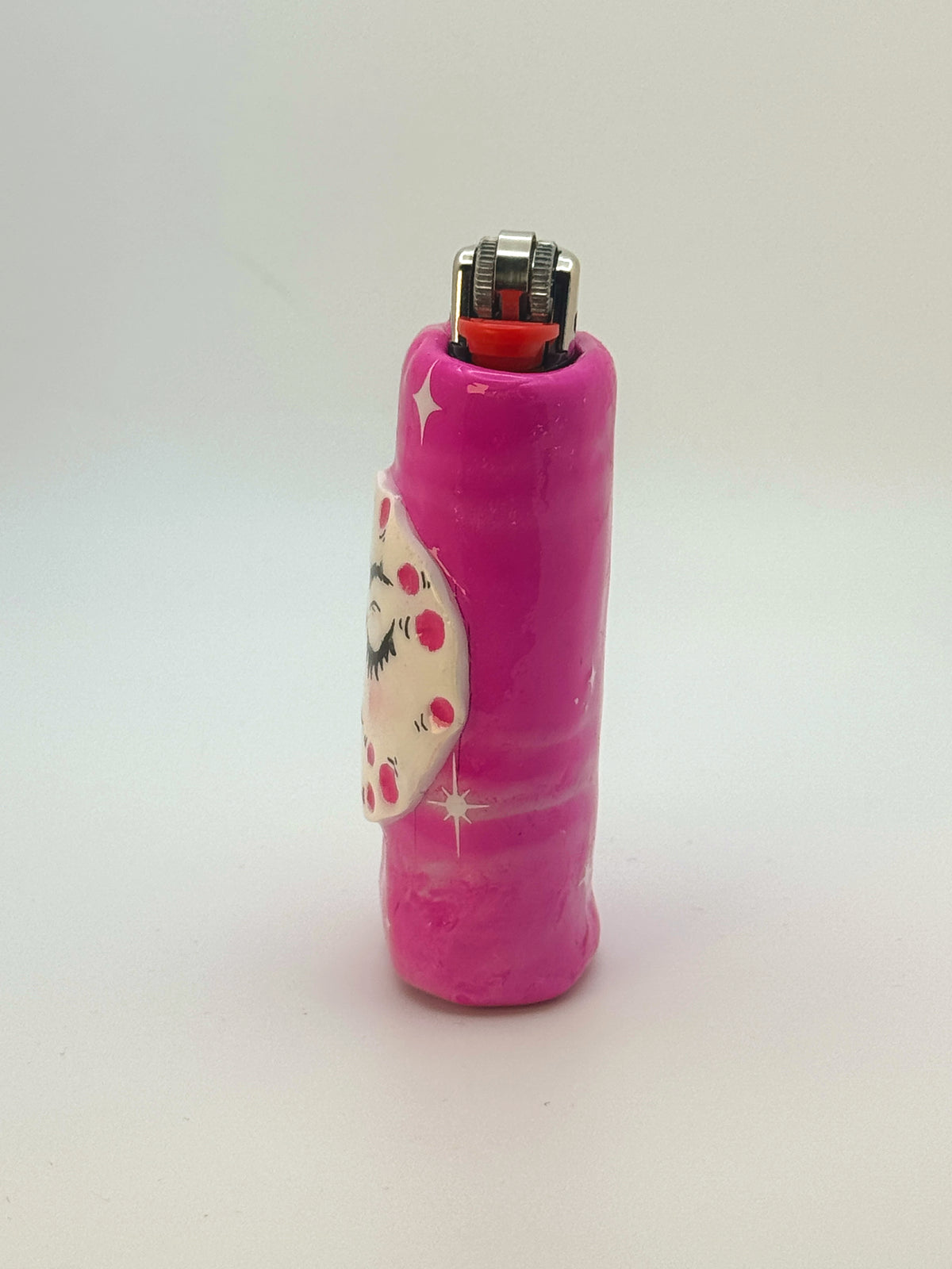 Smoking Moon Case with charm| Fits Standard Bic | Handmade Polymer Clay Art