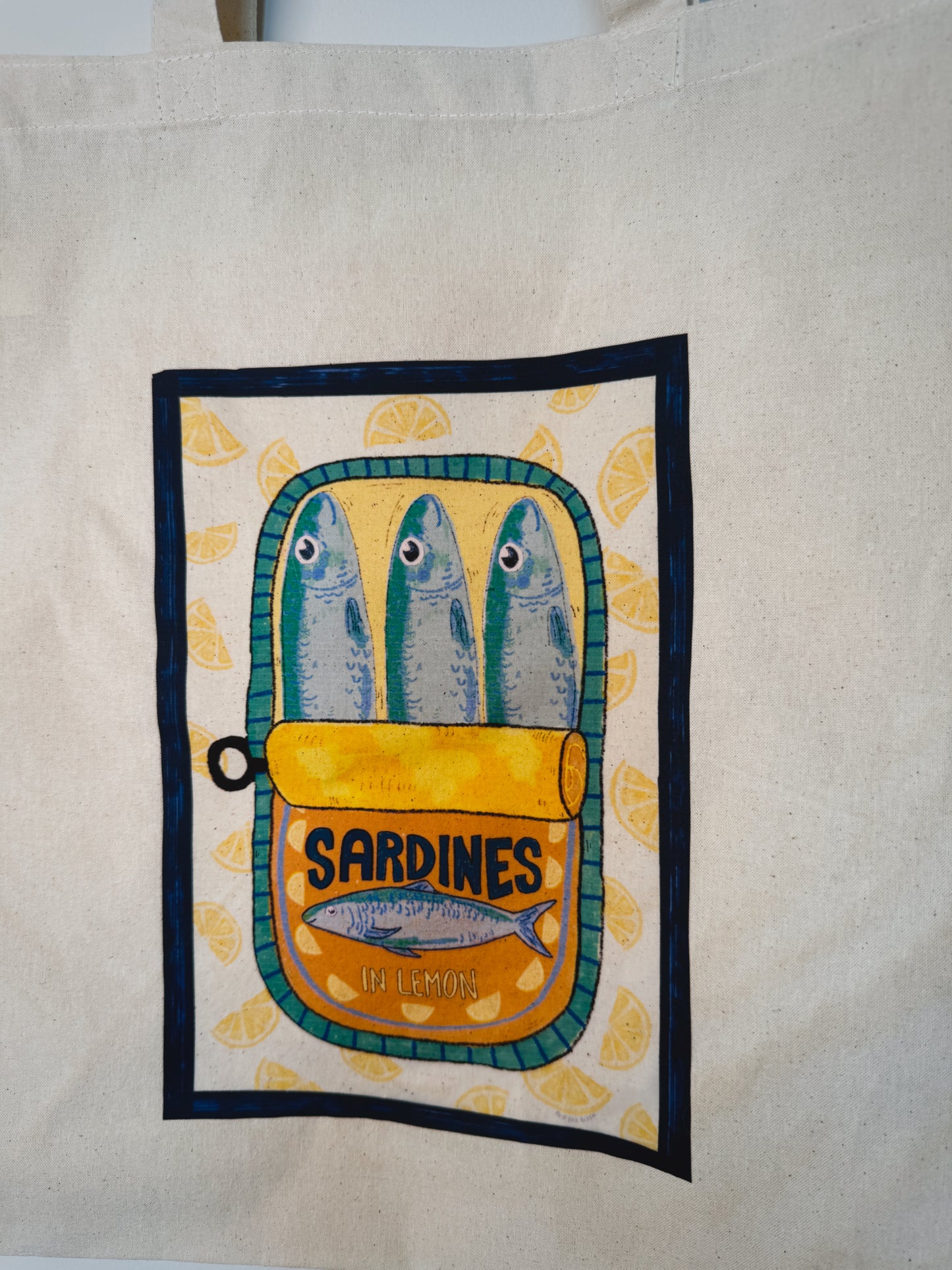 Sardines With Lemon Hand-Pressed Tote Bag | 15x16 Natural Cotton
