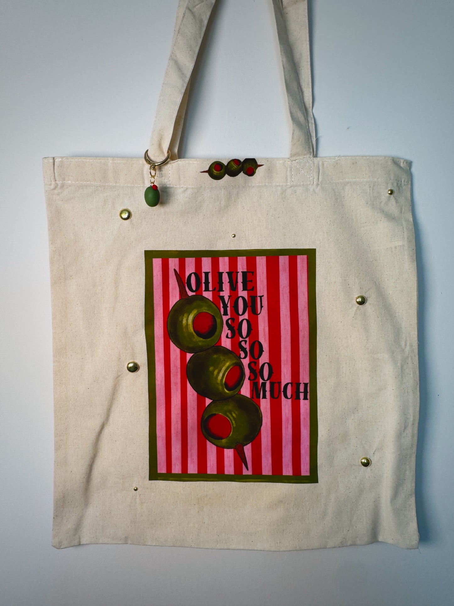 Olive You So So Much Hand-Pressed Tote Bag | 15x16 Natural Cotton — Luxe