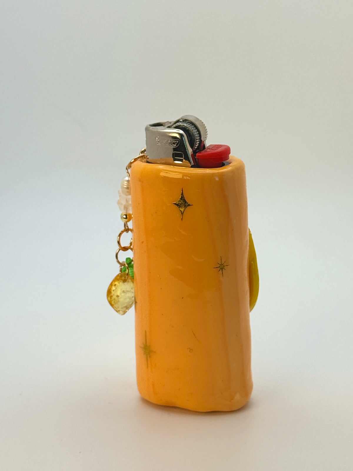 Sassy Lemon Case with charm| Fits Standard Bic | Handmade Polymer Clay Art