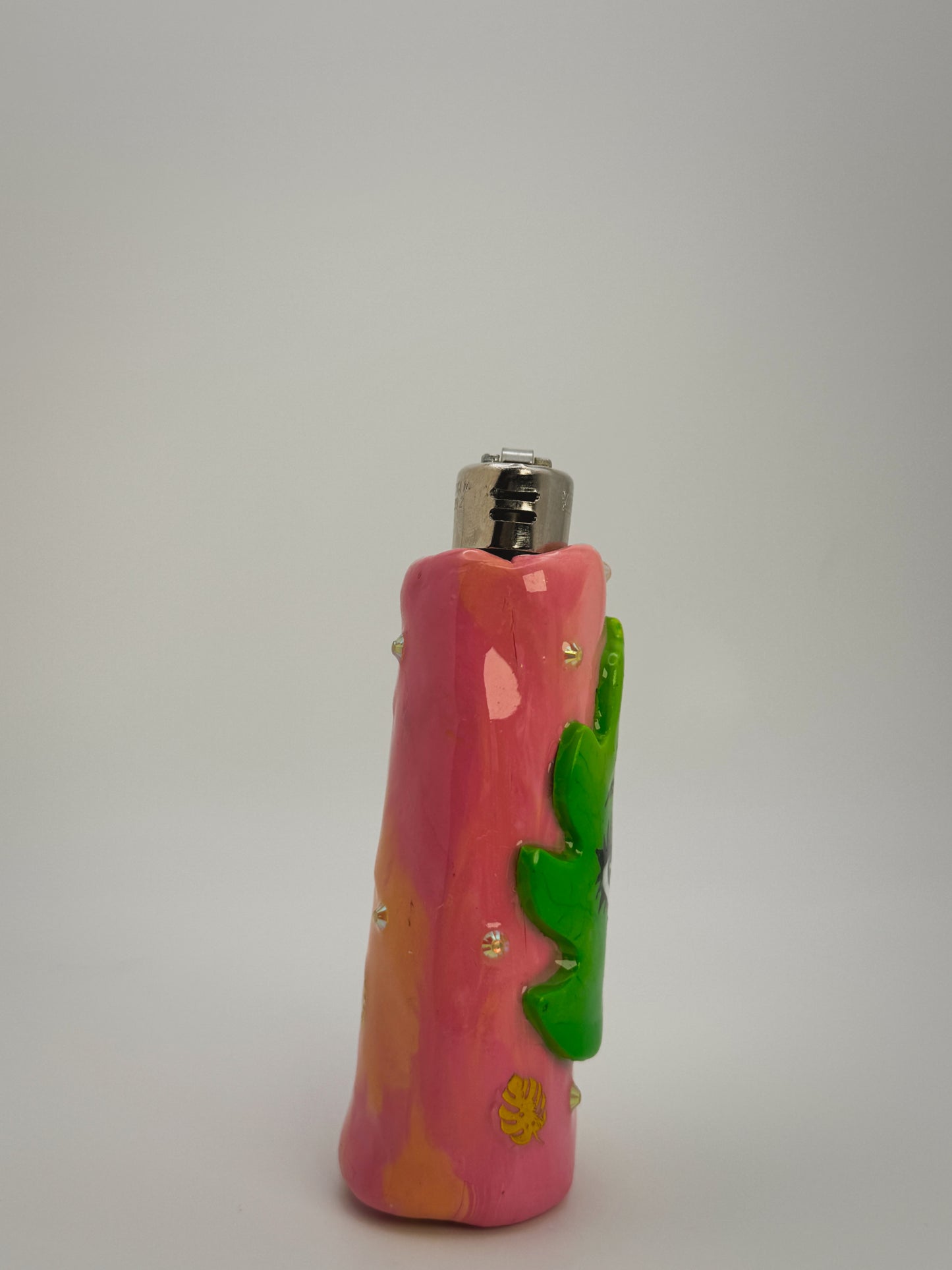 Miss Monstera Girl Lighter Case| Fits Standard Bic | Handmade Polymer Clay Art