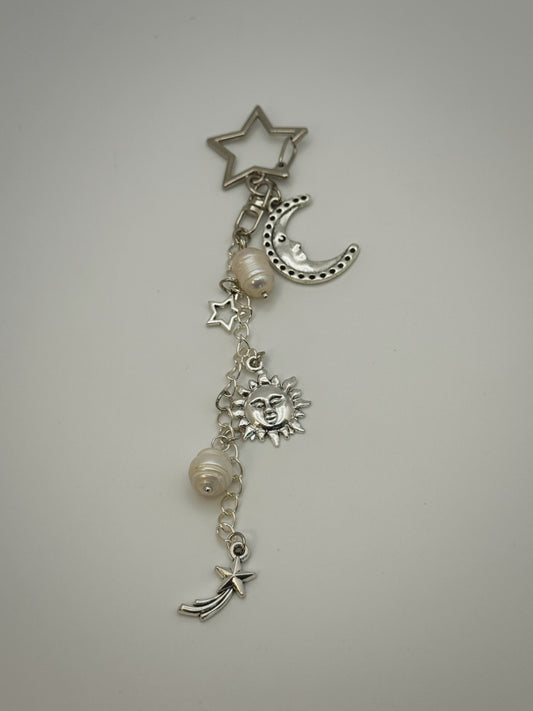 Silver Celestial Bag Charm | Handmade Key Chain