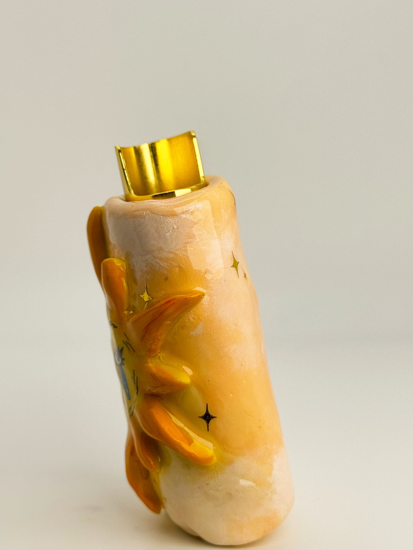 Sad Girl Sun Lighter Case w/ Charm | Fits Standard Bic | Handmade Polymer Clay Art