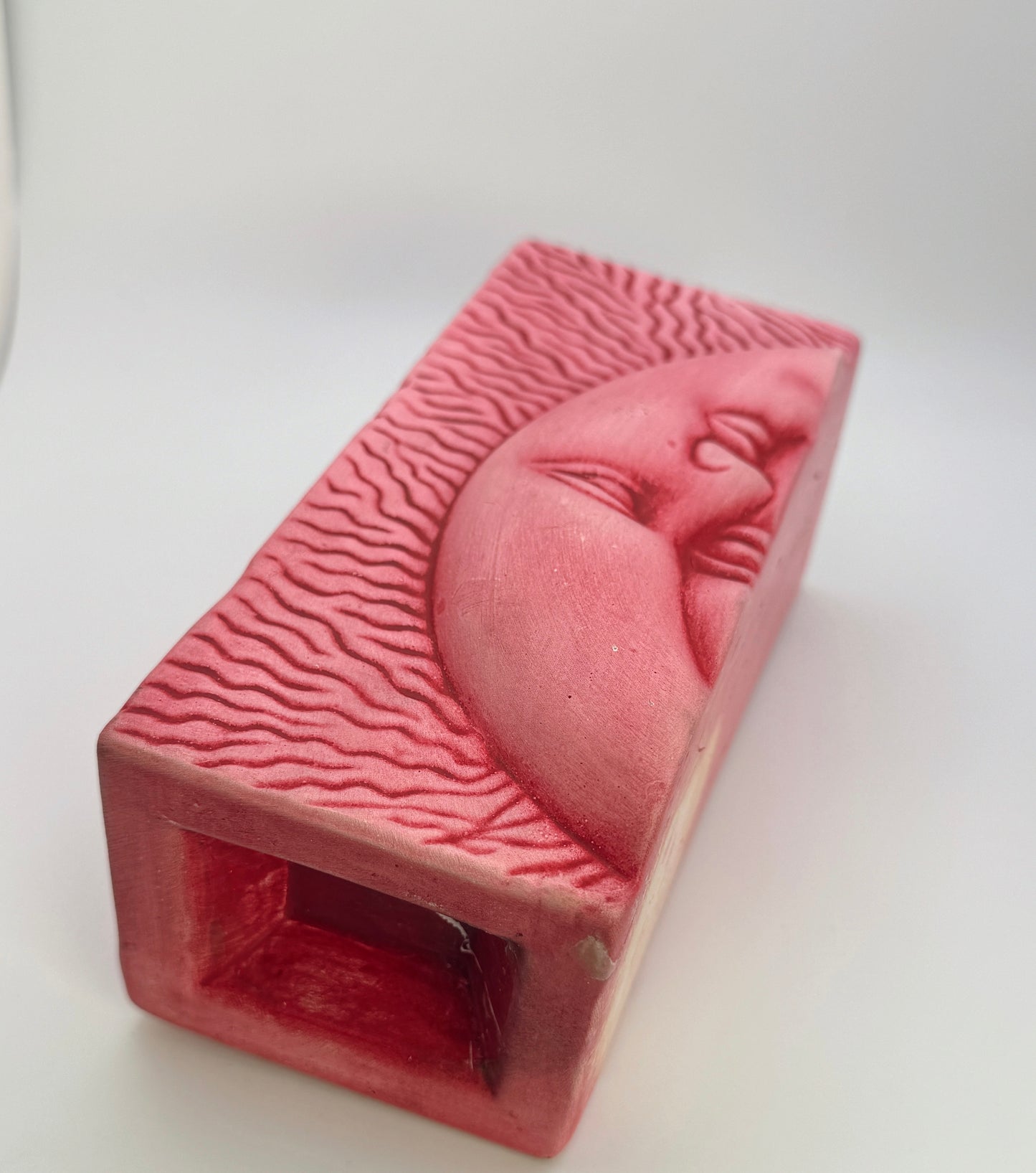 Vintage Pink Ceramic Sun & Moon Sculptural Bookends / Candle Holders (Set of 2)