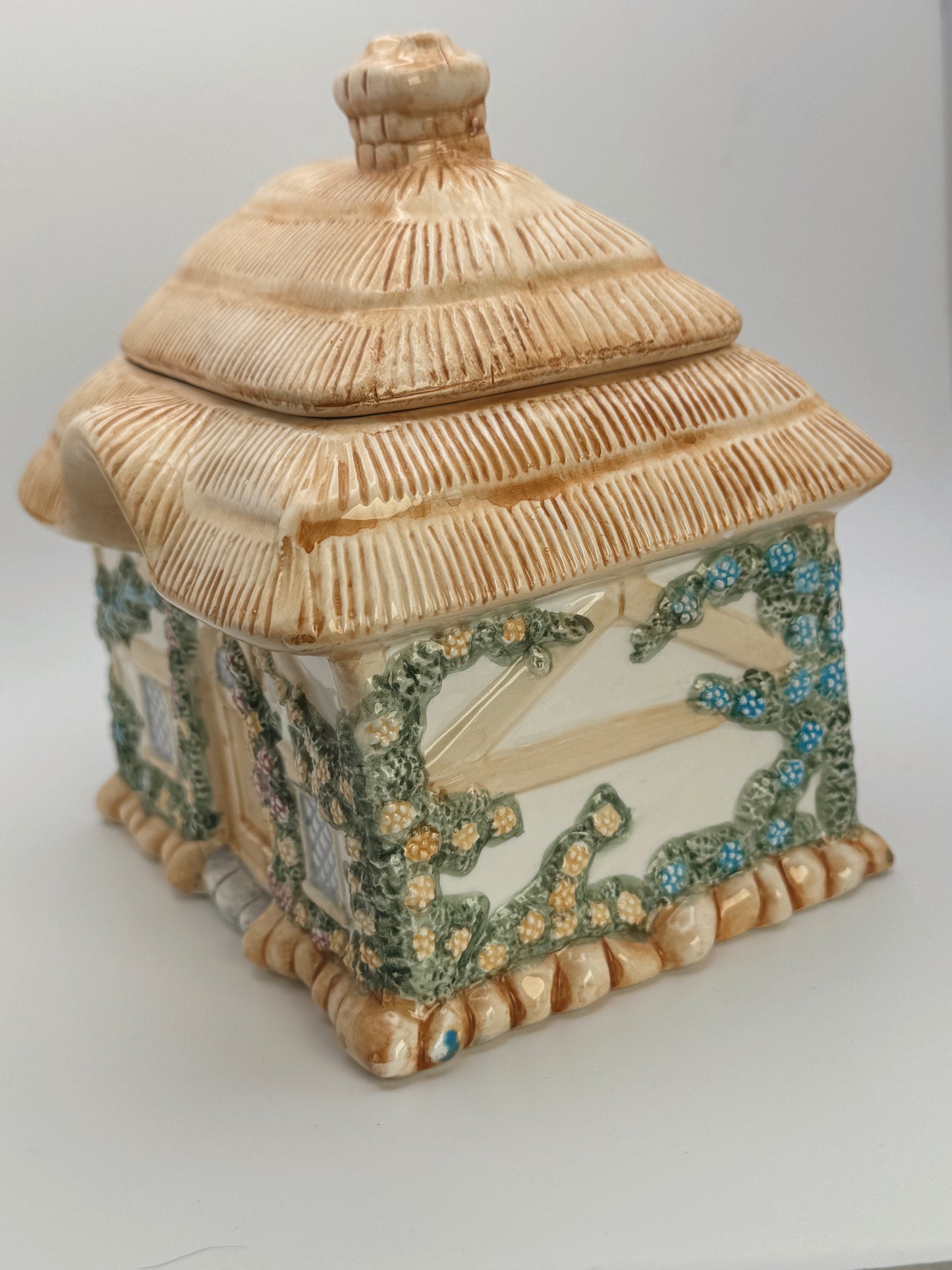 Vintage Teleflora Cottage House Ceramic Jar – Whimsical Cookie & Trinket Storage