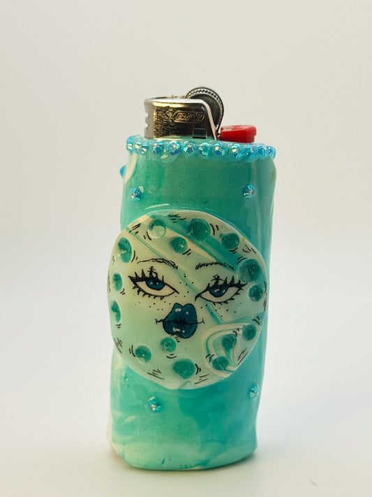 Sassy Moon Lighter Case| Fits Standard Bic | Handmade Polymer Clay Art