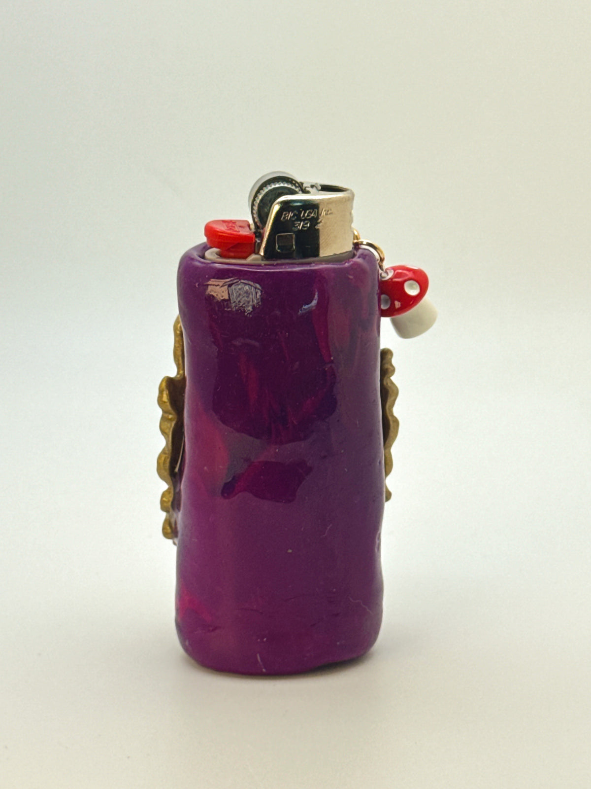 Vintage Frame Snail On A Mushroom Case with charm| Fits Standard Bic | Handmade Polymer Clay Art