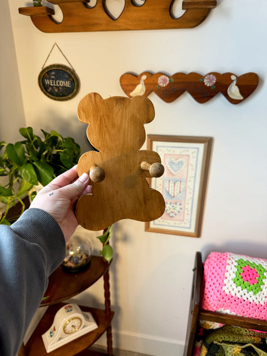 Vintage Wooden Teddy Bear Wall Hook – Kids Room / Nursery Decor