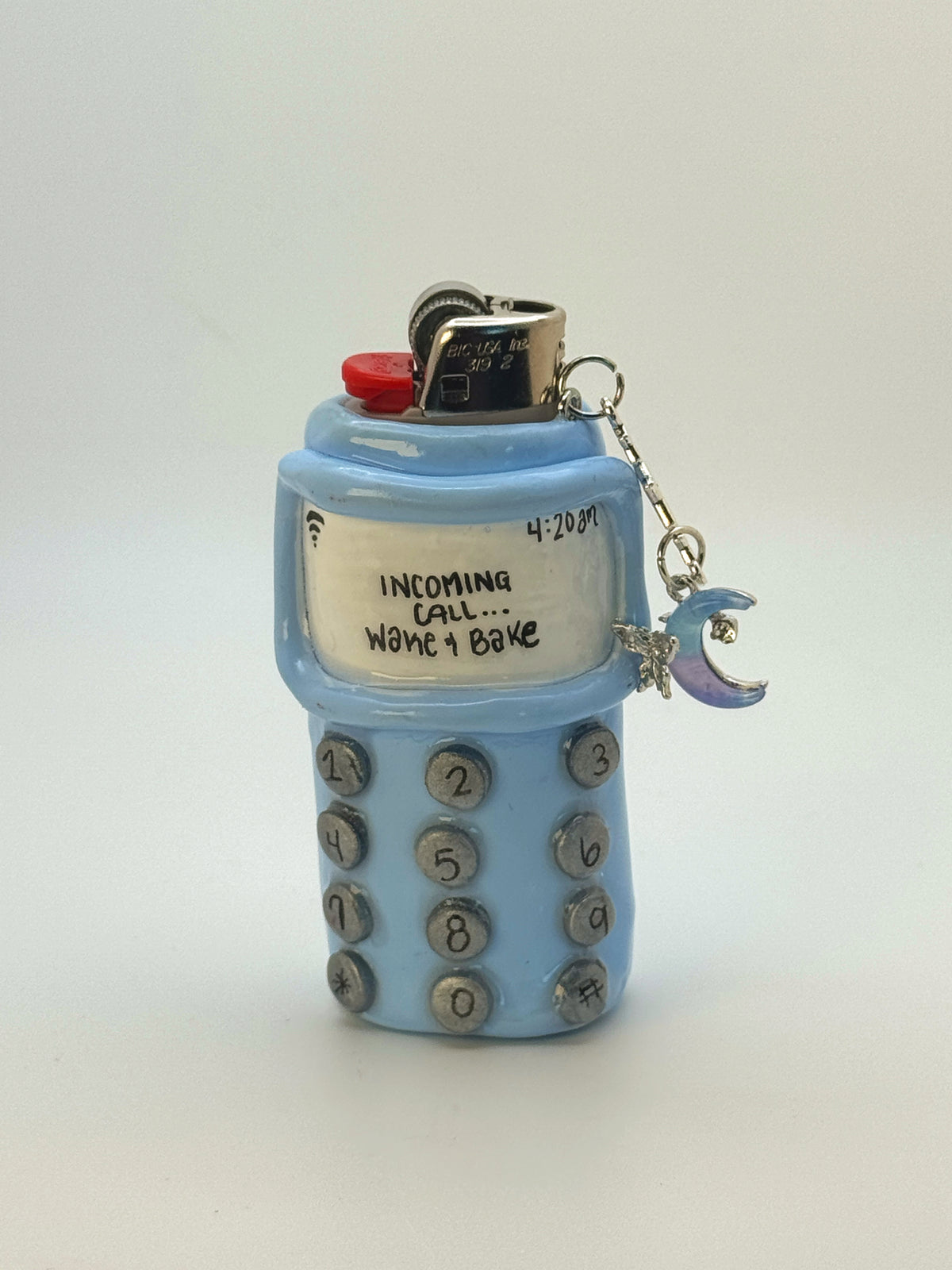 Vintage Cell Phone Case with charm| Fits Standard Bic | Handmade Polymer Clay Art