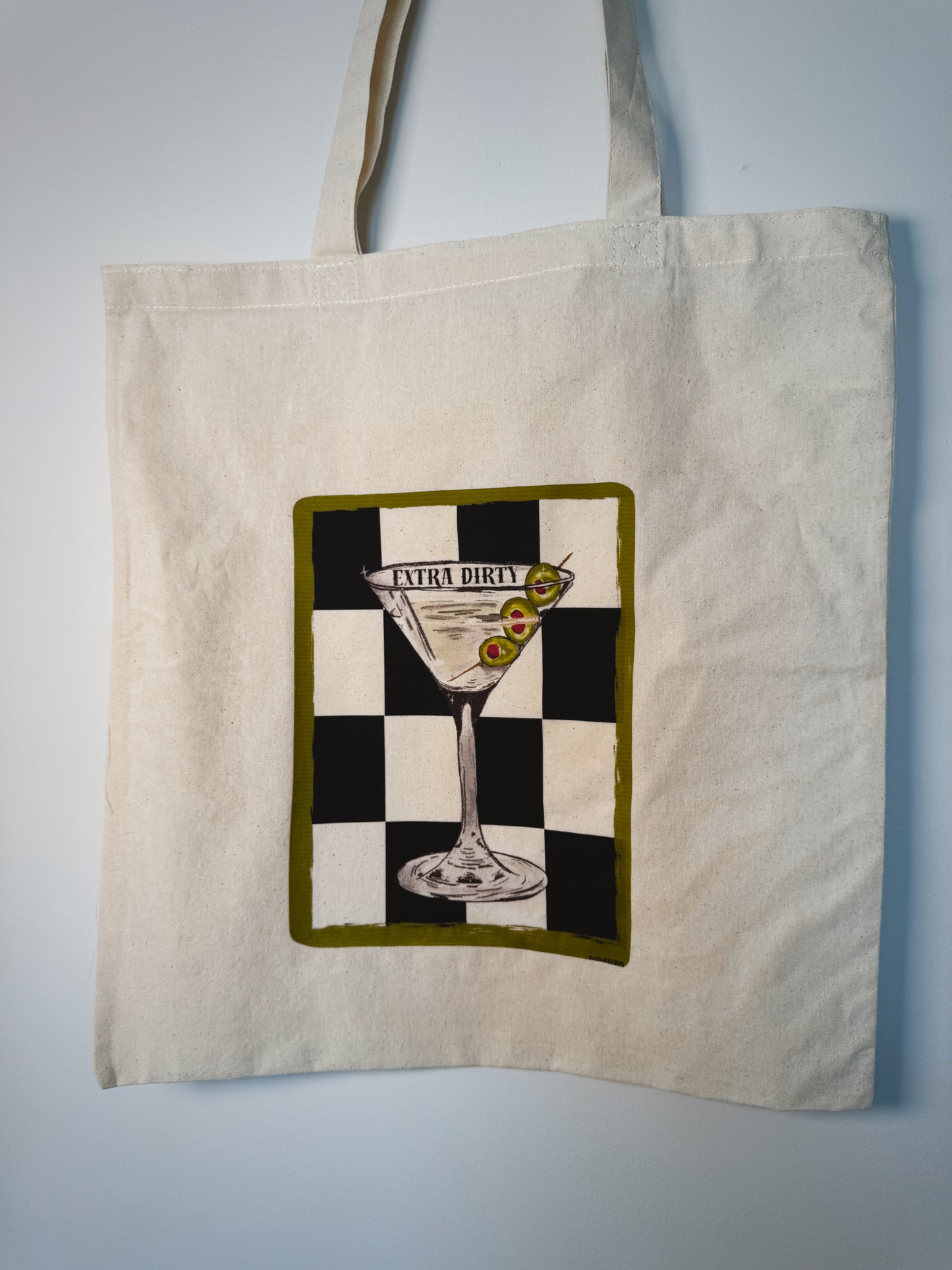 Extra Dirty Martini Hand-Pressed Tote Bag | 15x16 Natural Cotton
