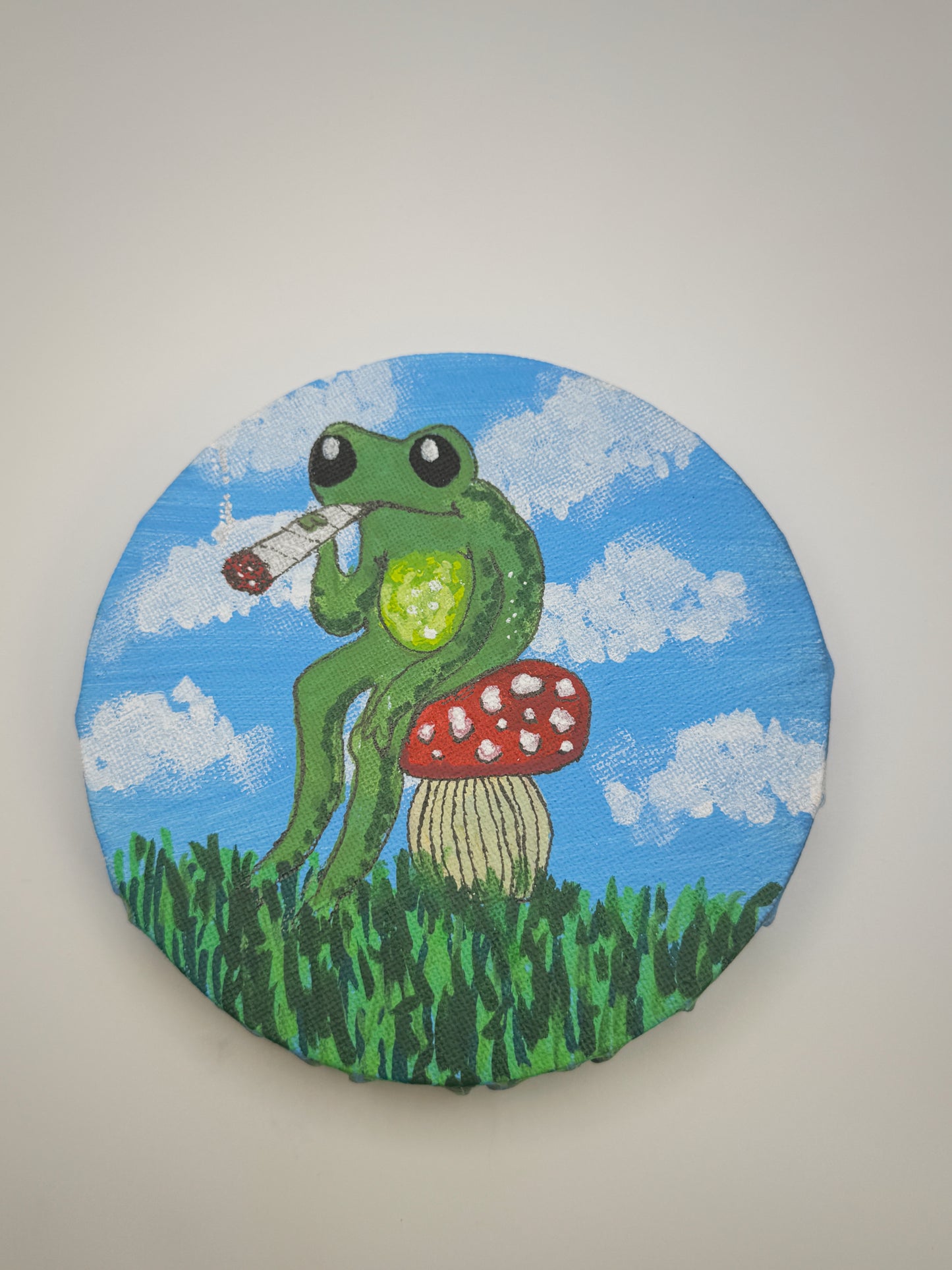 Rip It – Original Acrylic Painting on Round Canvas (5”)