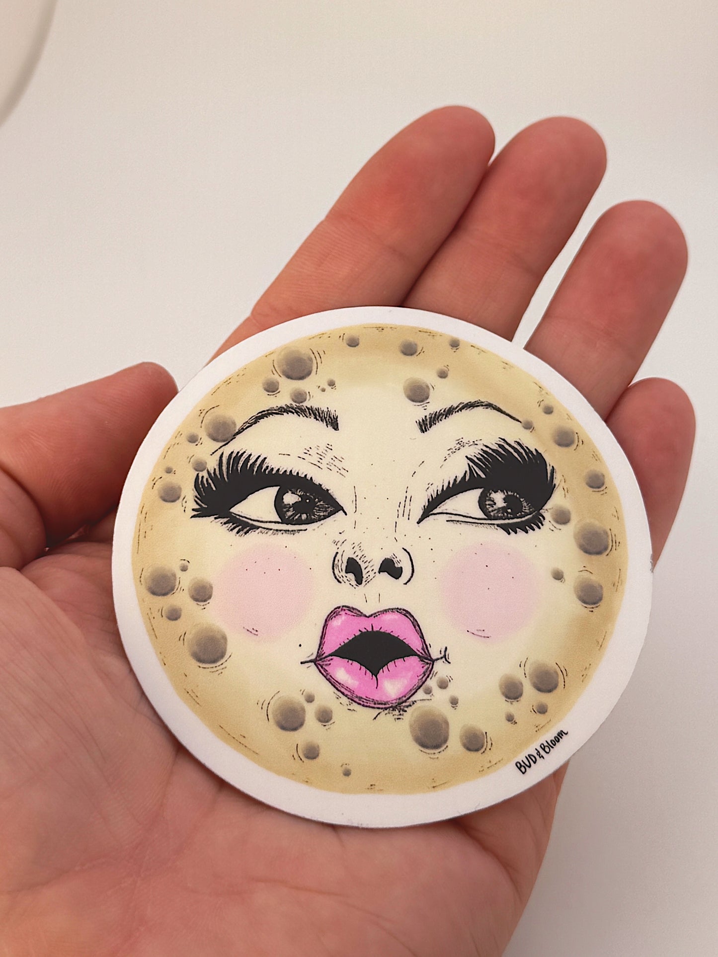 Miss Moon Vinyl Sticker | Whimsical Celestial Moon Art
