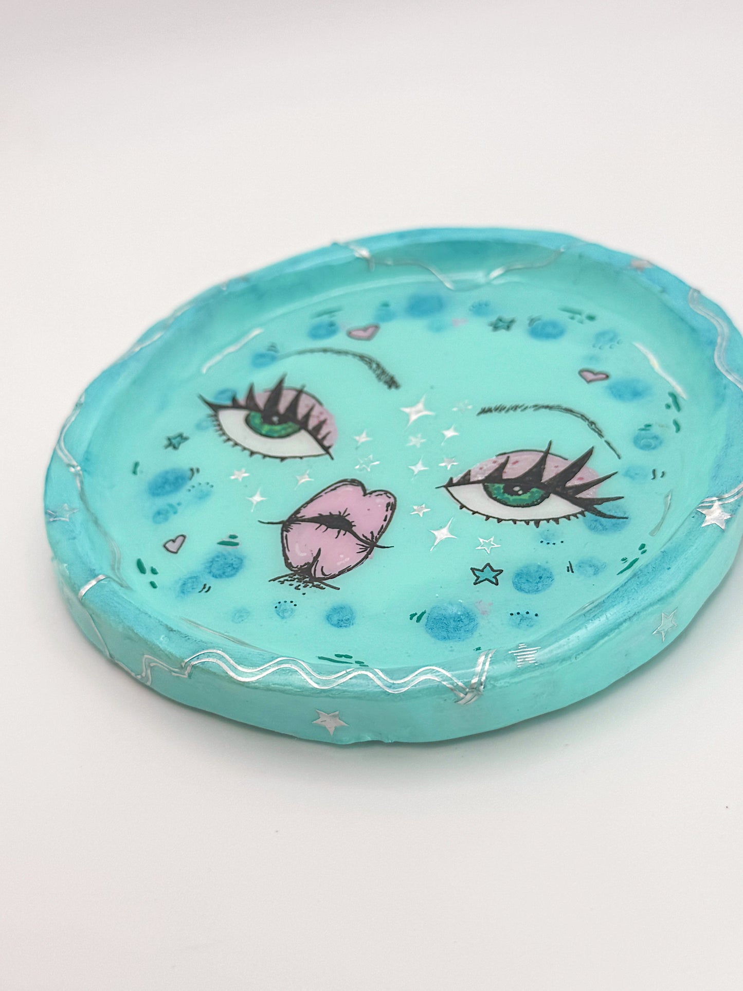 Aqua Daydream Moon – 5 inch Trinket Dish