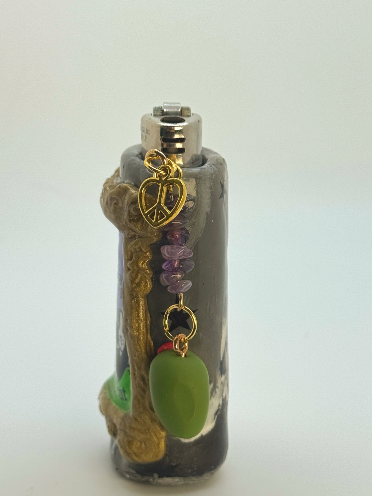 Vintage Frame Martini Kitty Case with charm| Fits Standard Bic | Handmade Polymer Clay Art