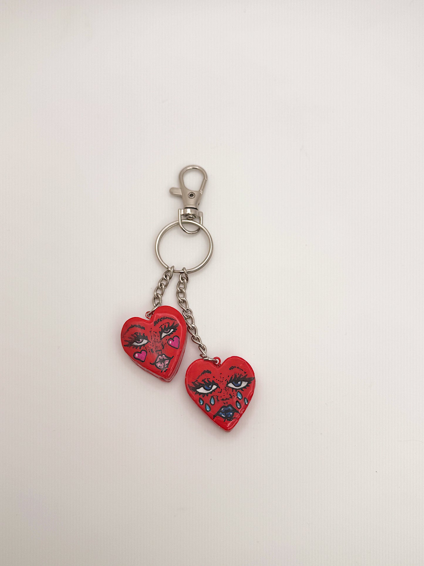 Love Sick Heart Duo Keychain — Handmade Polymer Clay Charm