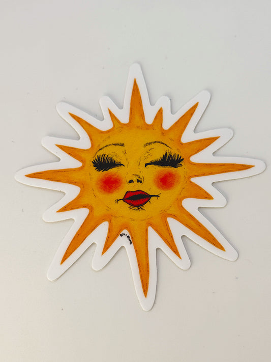 Miss Sunny Vinyl Sticker | Whimsical Celestial Sun Art