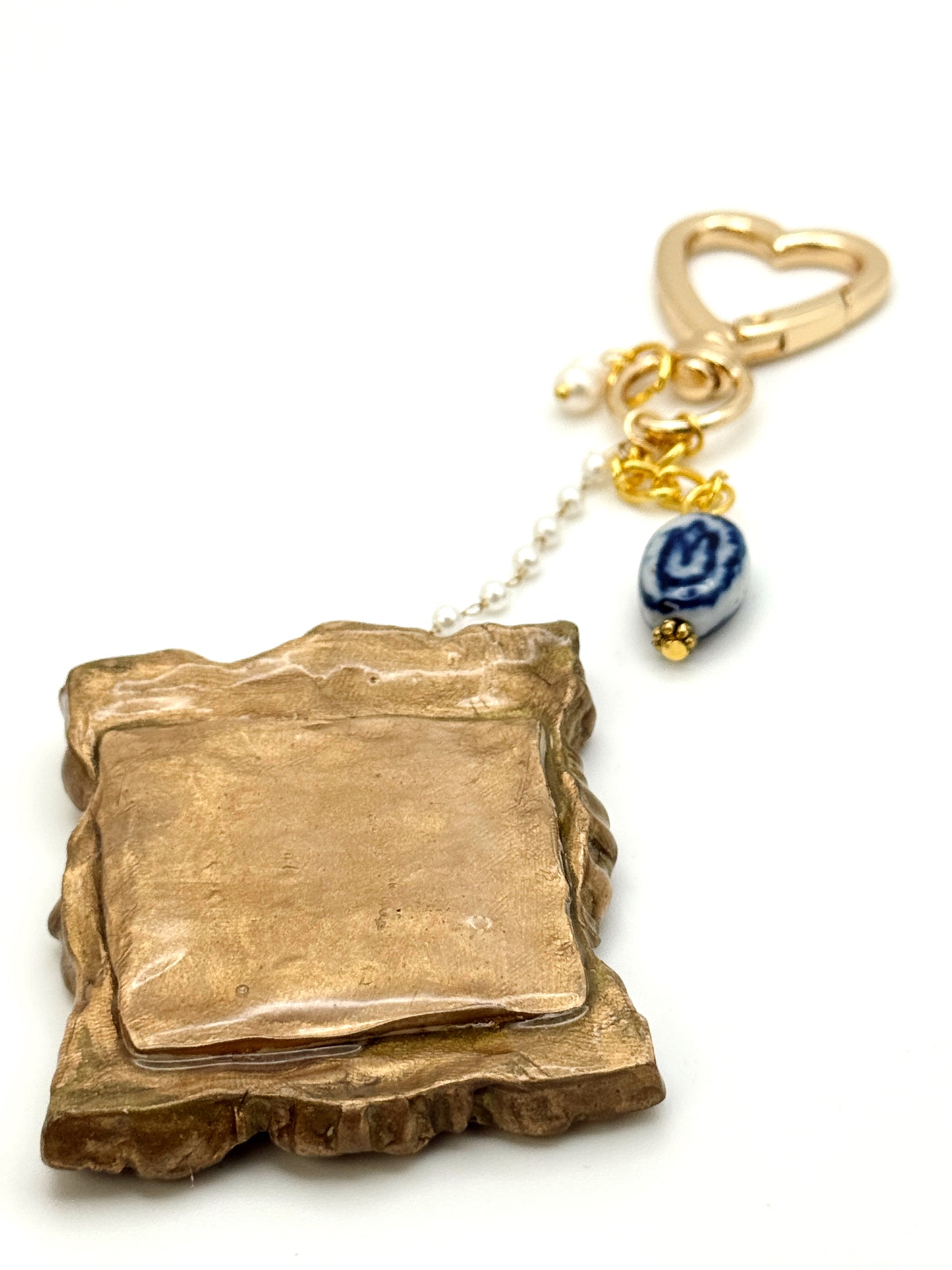 Vintage Frame Rose Bag Charm • Vintage-Inspired Art Keychain