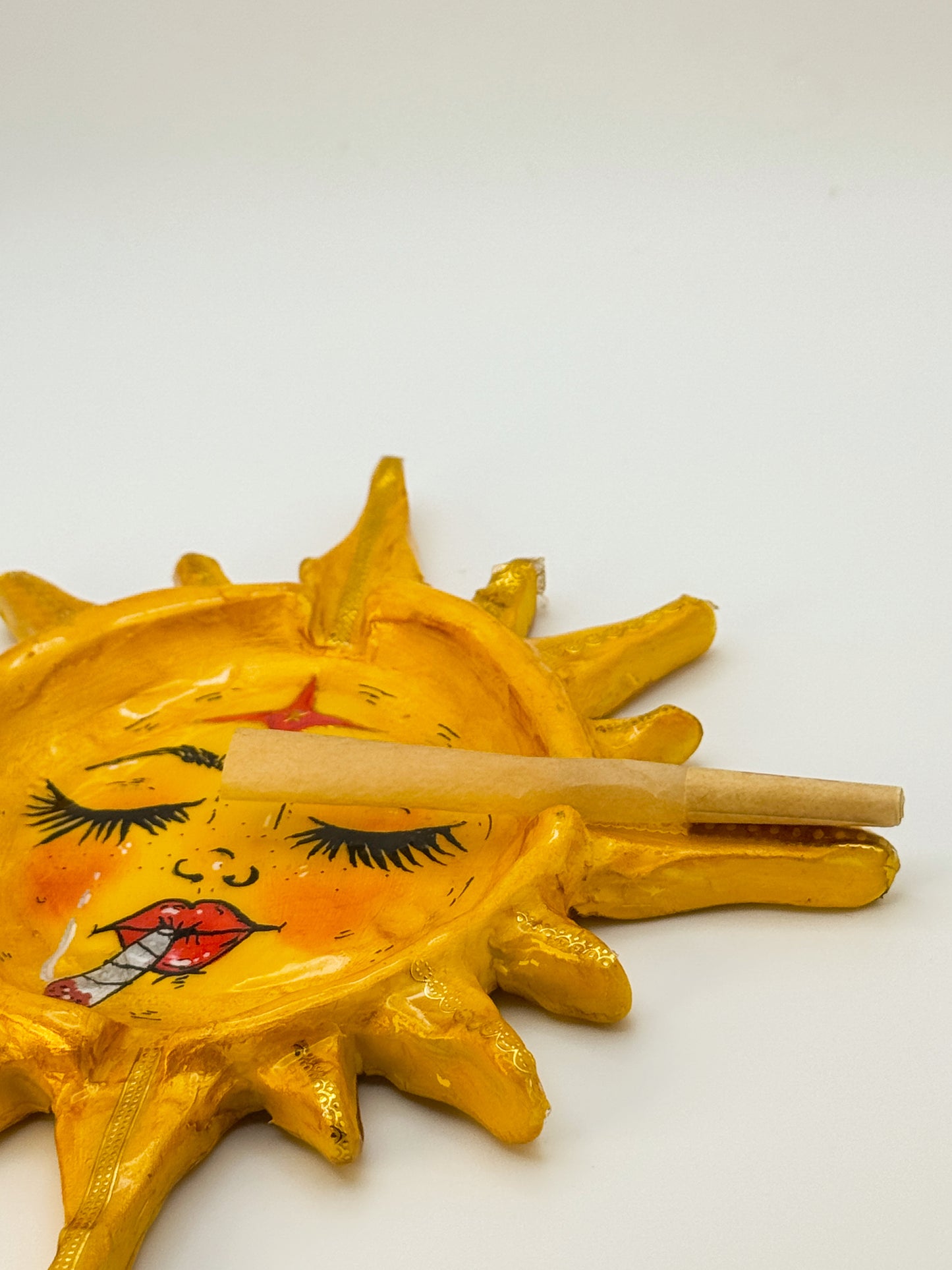 Smoking Sun Ashtray – 7” Polymer Clay Celestial Sun Tray