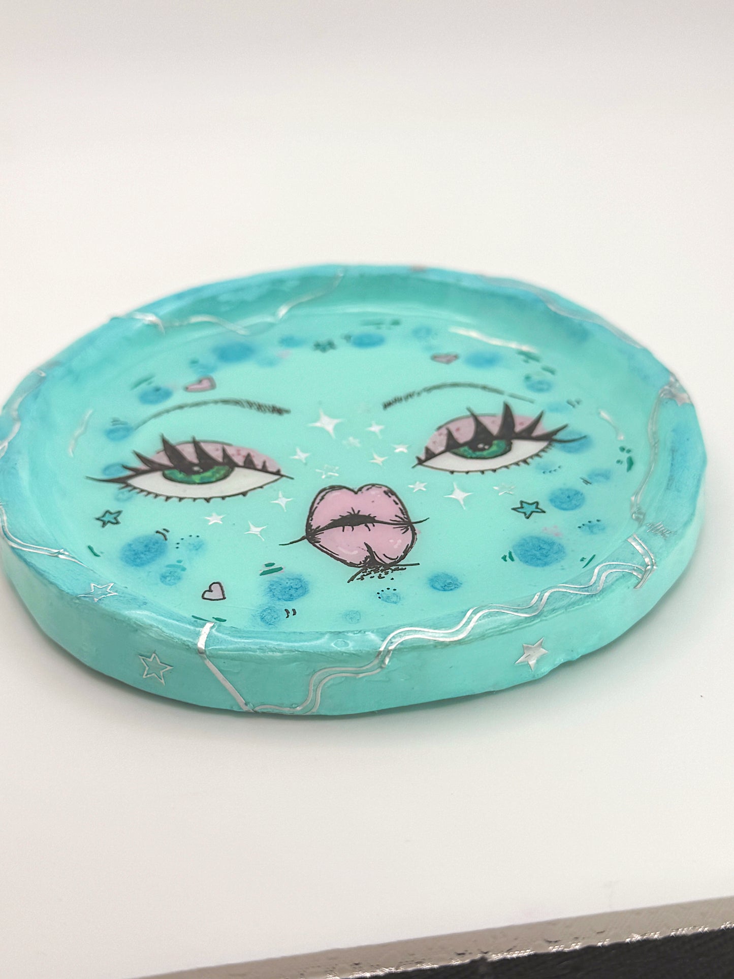 Aqua Daydream Moon – 5 inch Trinket Dish