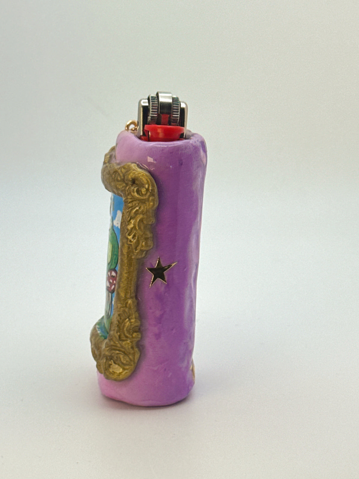 Vintage Frame Rip It Frog Case with charm| Fits Standard Bic | Handmade Polymer Clay Art
