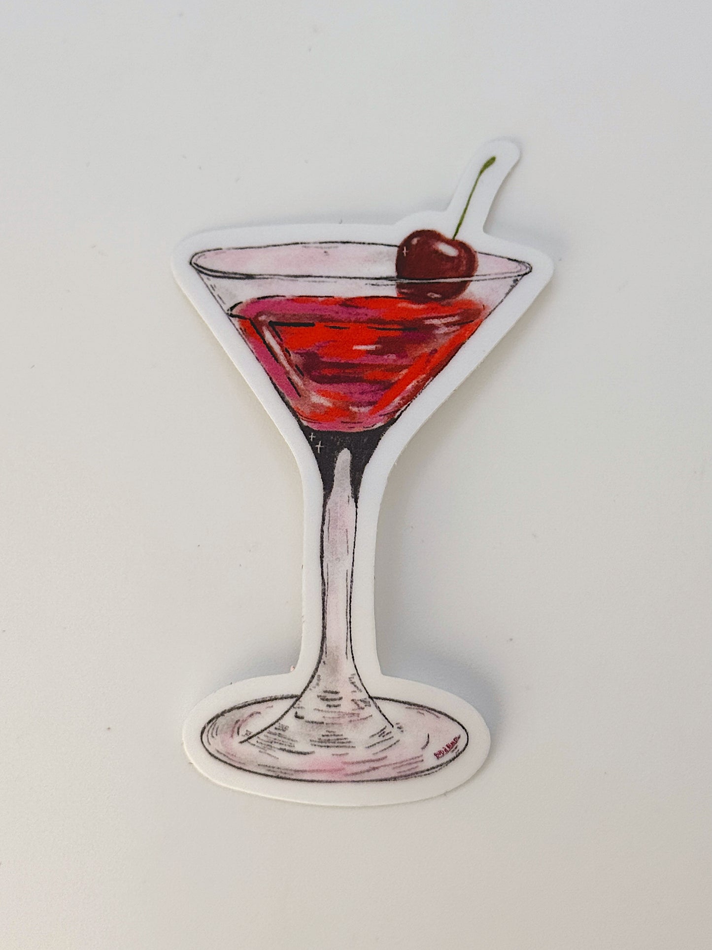 Cosmo Martini Sticker – Pink Cocktail Vinyl Sticker | Retro Bar Aesthetic Decal