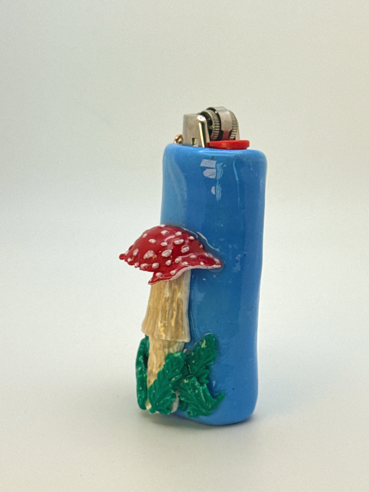 Mushroom Case with charm| Fits Standard Bic | Handmade Polymer Clay Art