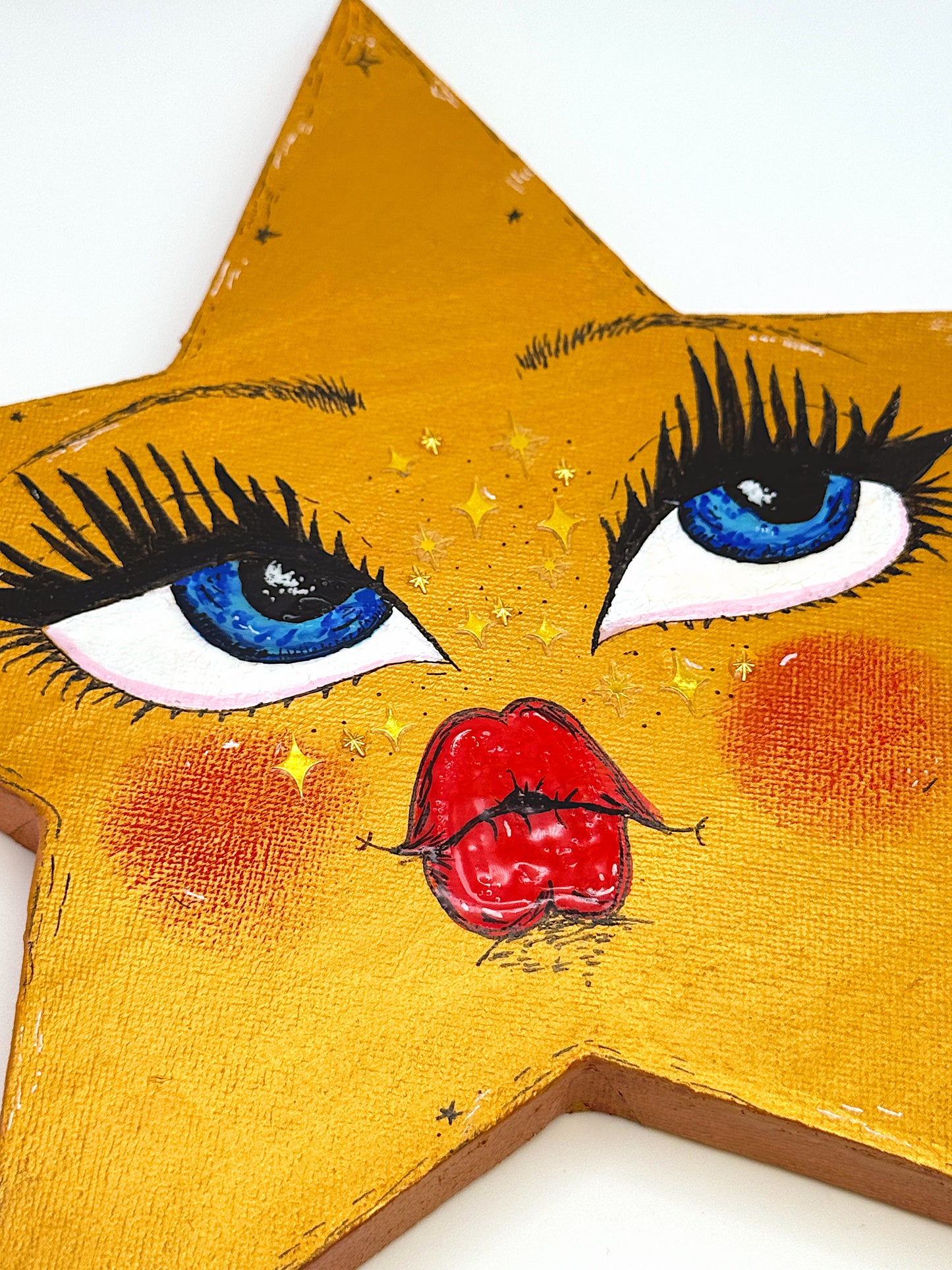 Celestial Star Babe – Hand-Painted 10” Wall Art