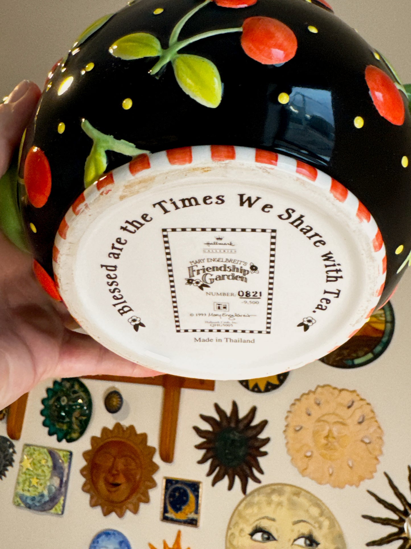 Mary Engelbreit Teapot | Cherry Pattern Friendship Garden