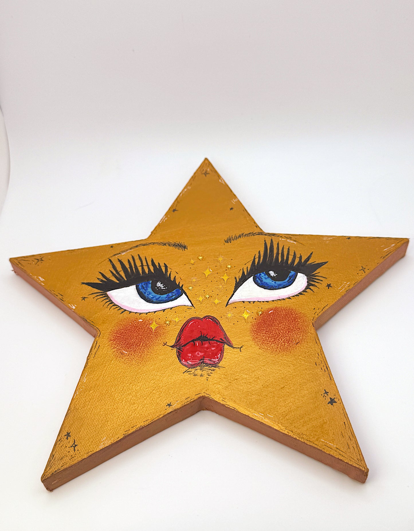 Celestial Star Babe – Hand-Painted 10” Wall Art
