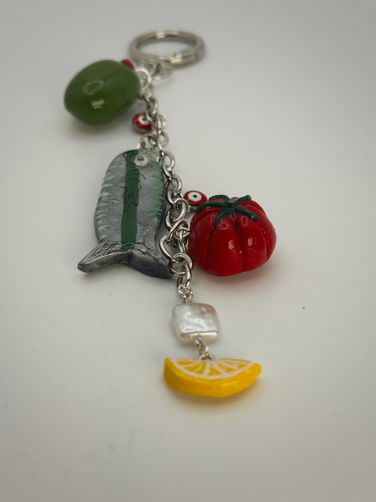 Euro Summer Keychain SILVER – Handmade Polymer Clay Bag Charm