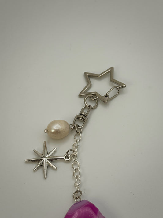 Celestial Star Bag Charm | Handmade Polymer Clay Key Chain