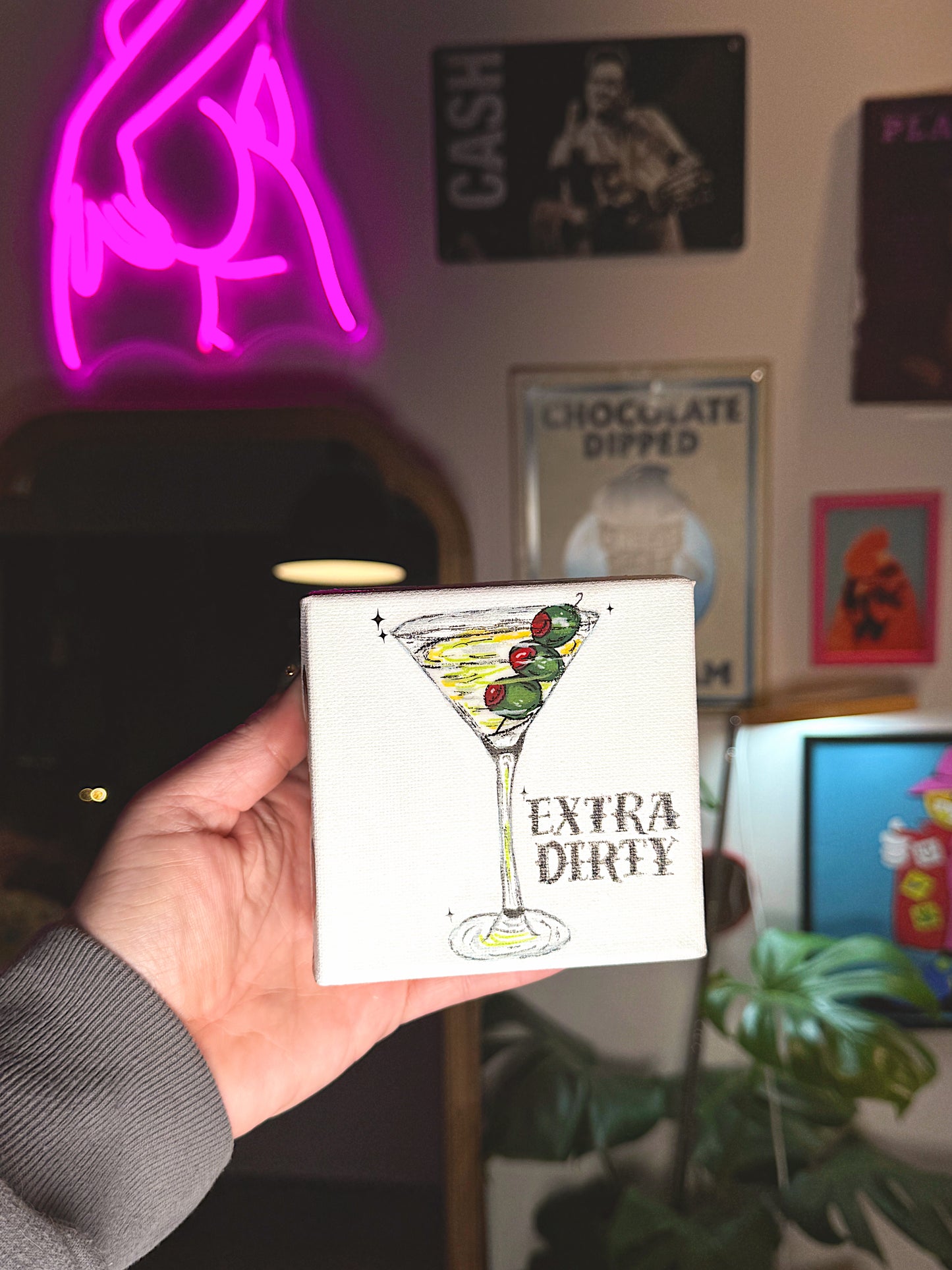 Extra Dirty – Mini Cocktail Canvas (4×4 Original)