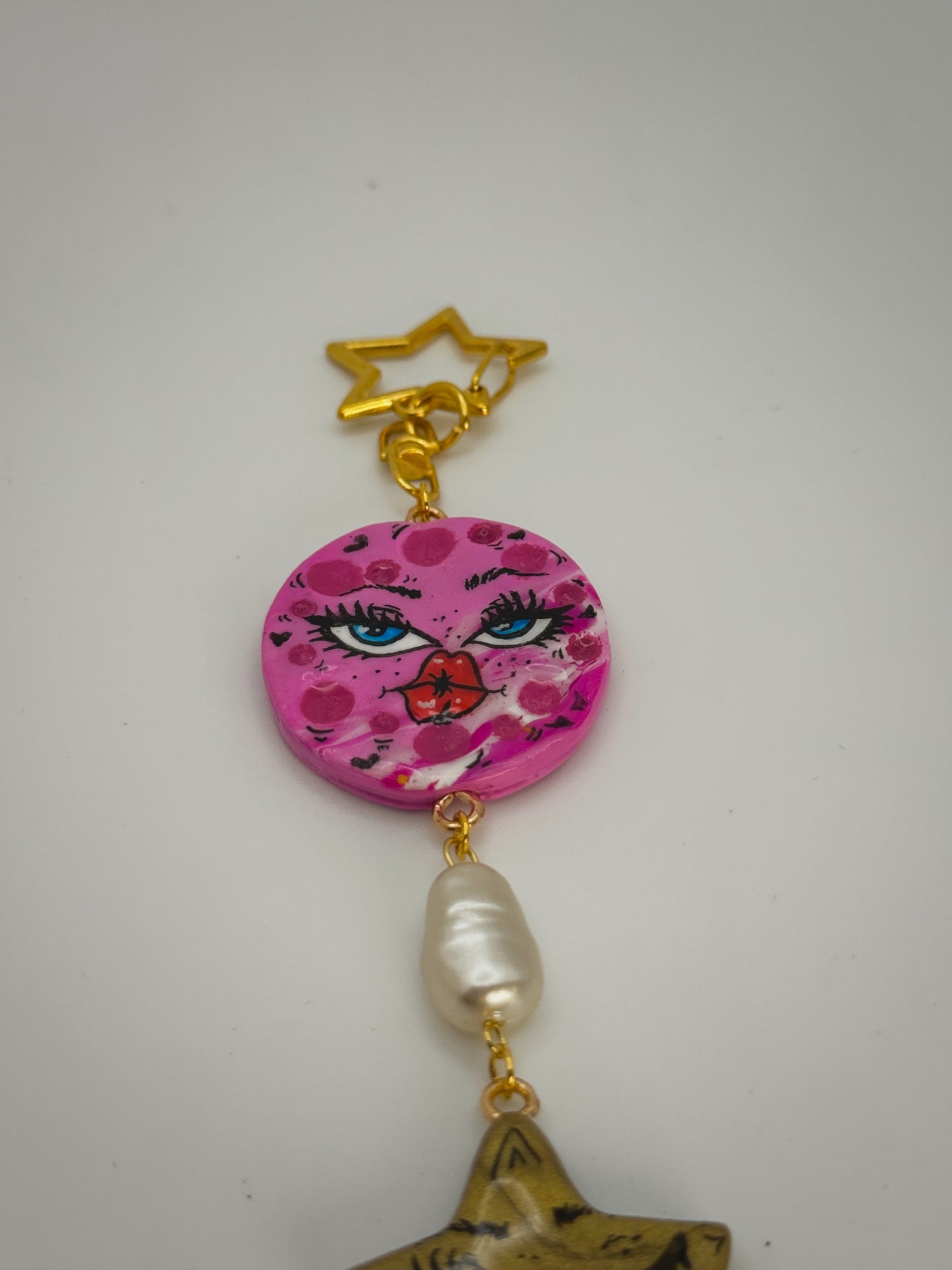 Celestial Girls Keychain – Handmade Polymer Clay Bag Charm
