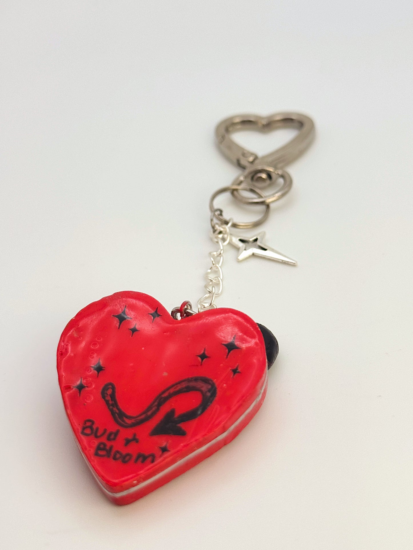 Devil Heart Keychain – Hand-Sculpted Polymer Clay Charm