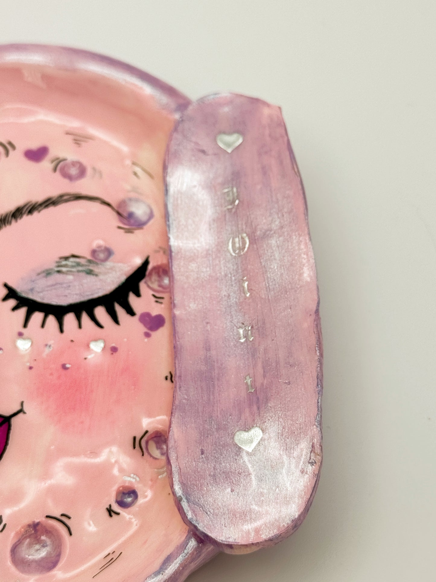 Smoking Moon Ashtray – Hand-Painted Celestial Moon Dish (5”)