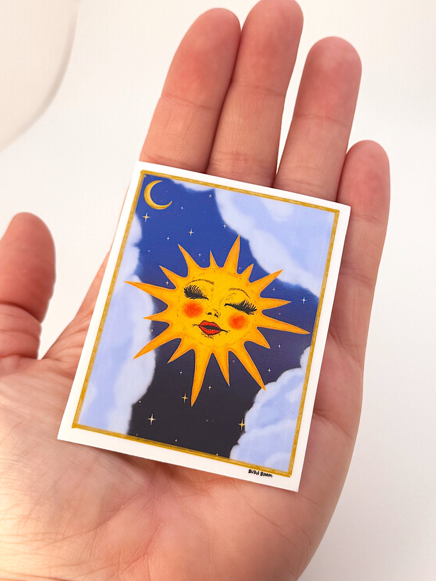 Whimsical Sun Vinyl Sticker | Celestial Sun Art