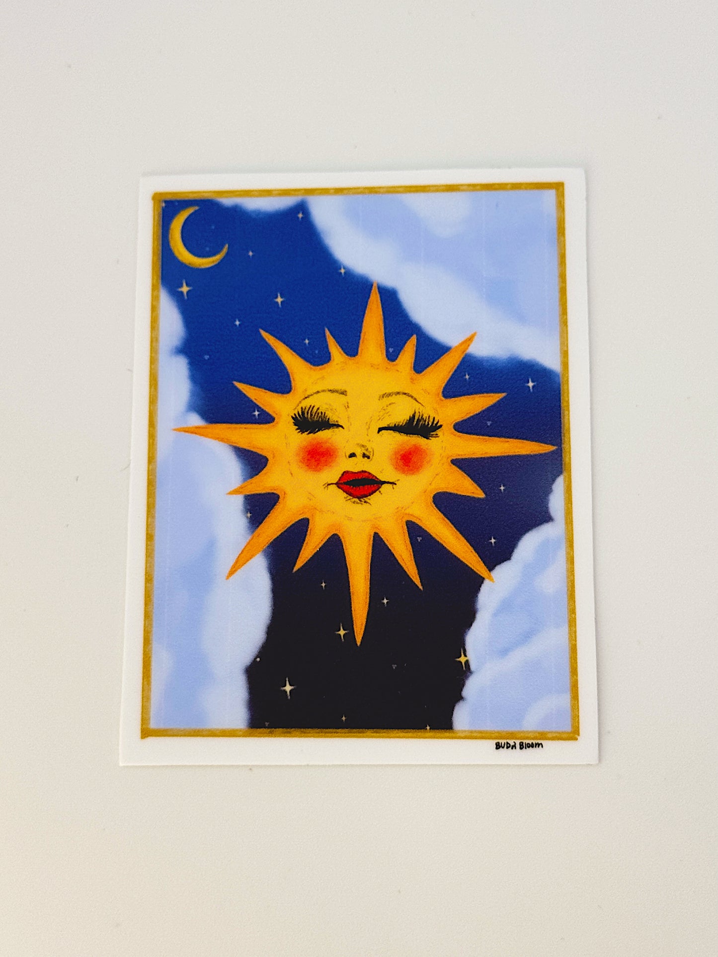 Whimsical Sun Vinyl Sticker | Celestial Sun Art