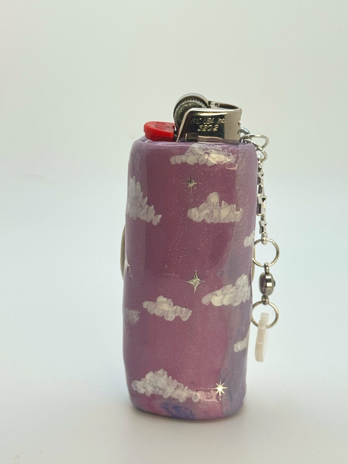 Whimsical Moon Case with charm| Fits Standard Bic | Handmade Polymer Clay Art