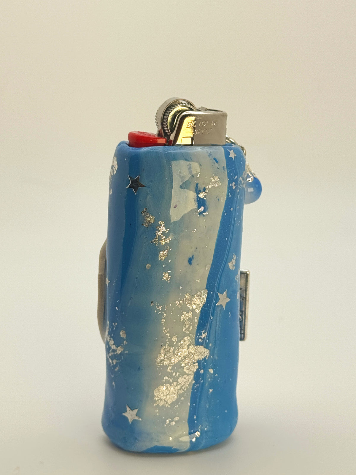Winking Moon Case with charm| Fits Standard Bic | Handmade Polymer Clay Art