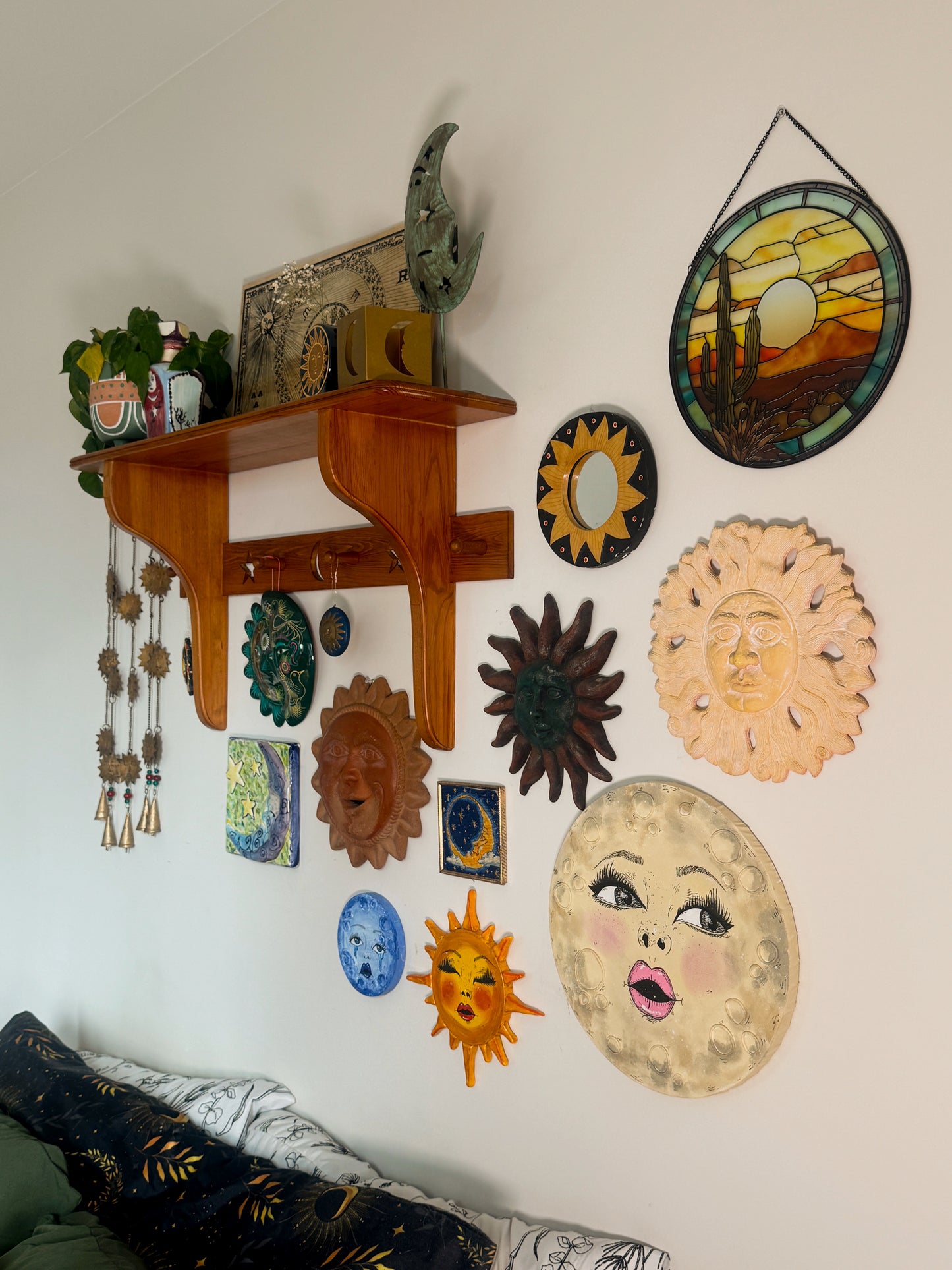 Miss Moon – Hand-Painted Moon Face Wall Art (14” Textured Canvas)