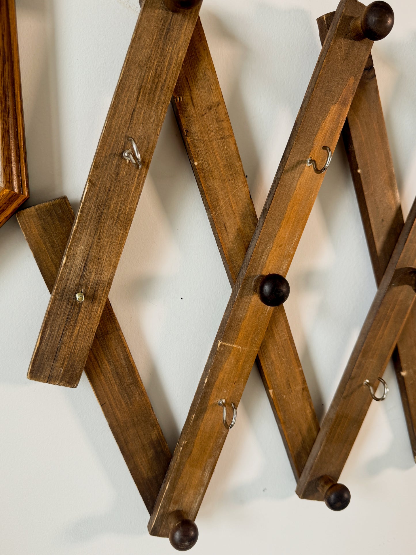 Vintage Wooden Accordion Wall Rack | Expandable Peg Hook