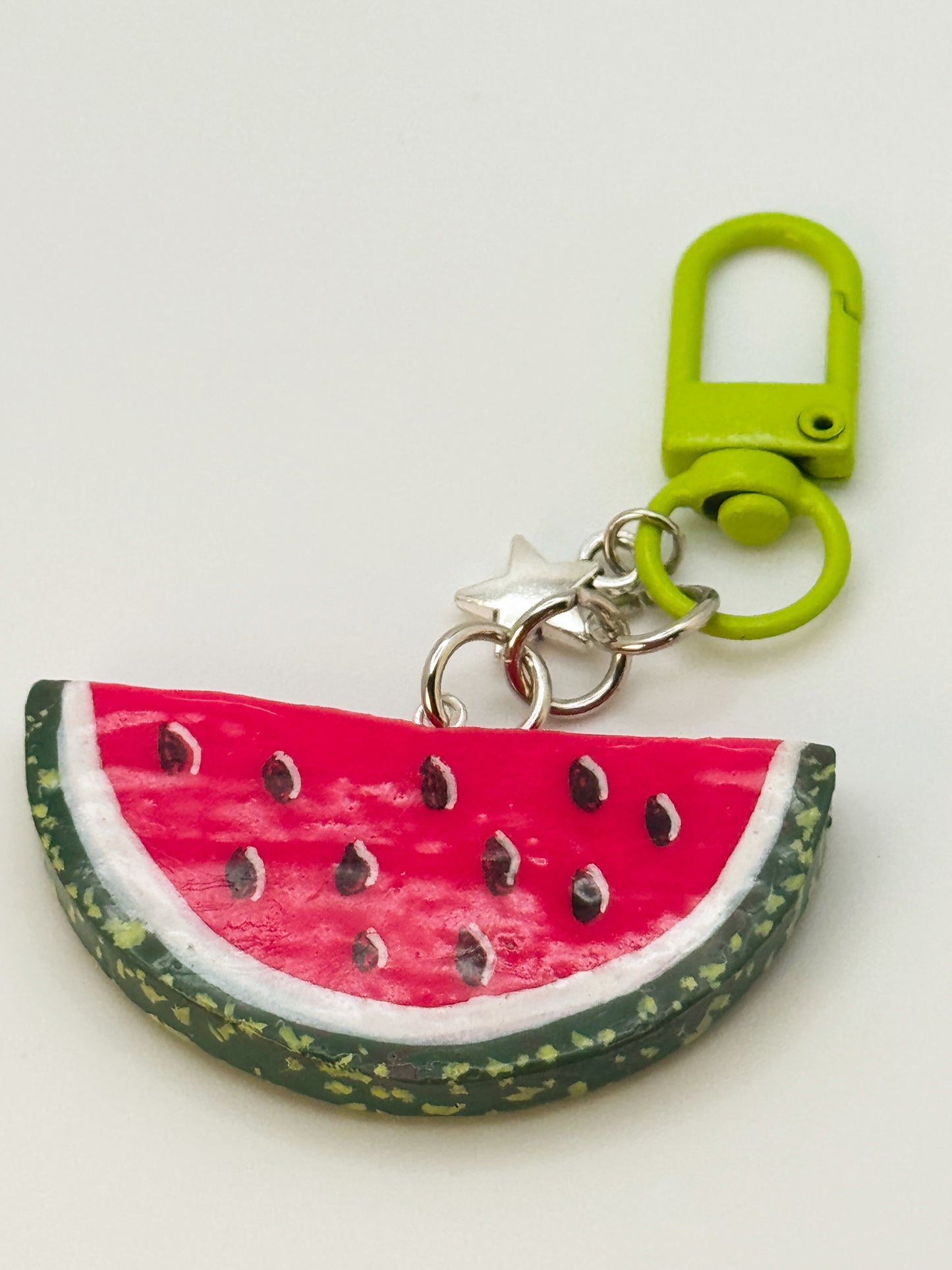 Sassy Watermelon Keychain – Handmade Polymer Clay Bag Charm