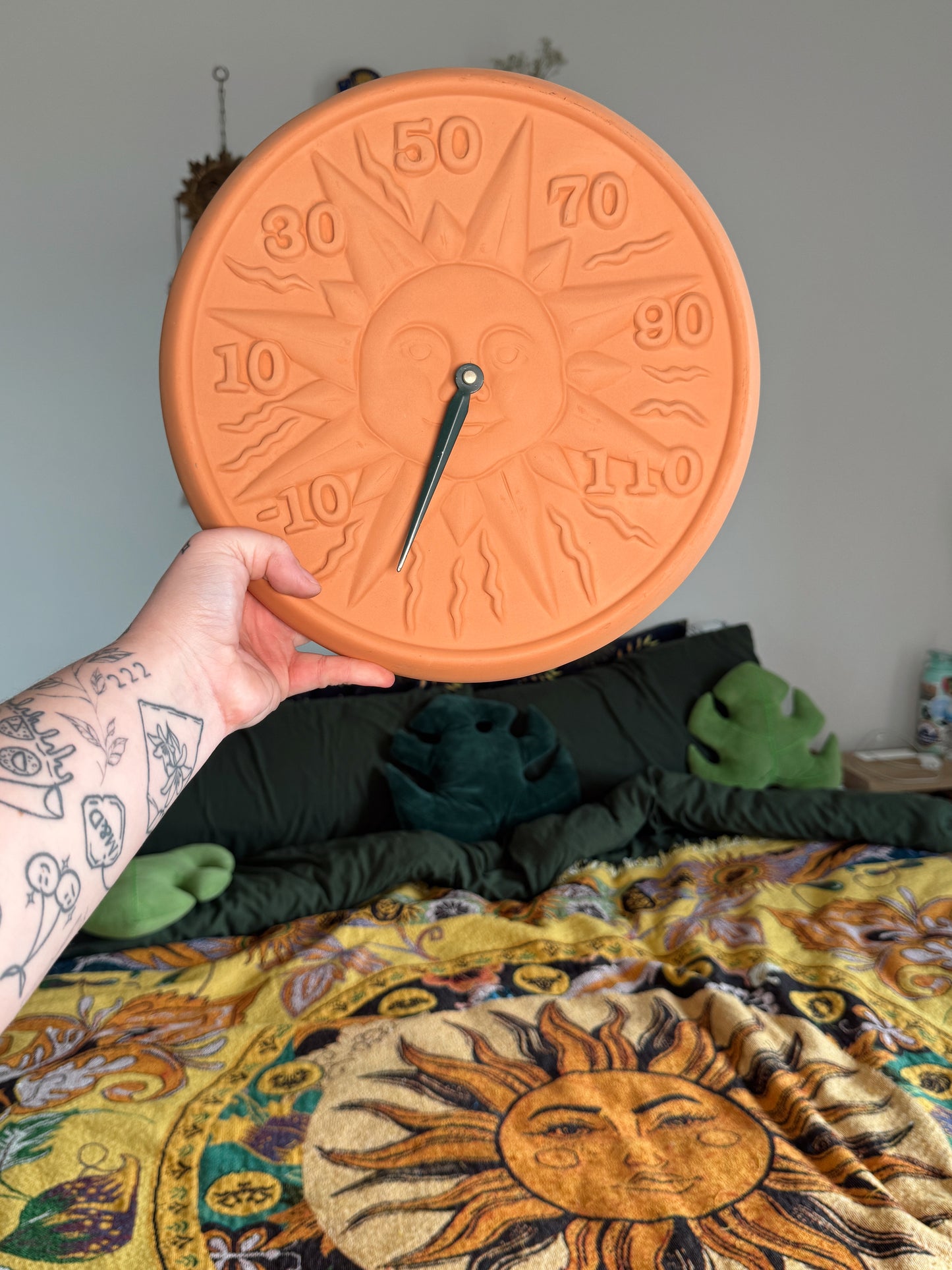 Vintage Natural Wonders Celestial Sun Wall Thermometer – Terracotta Style – Working