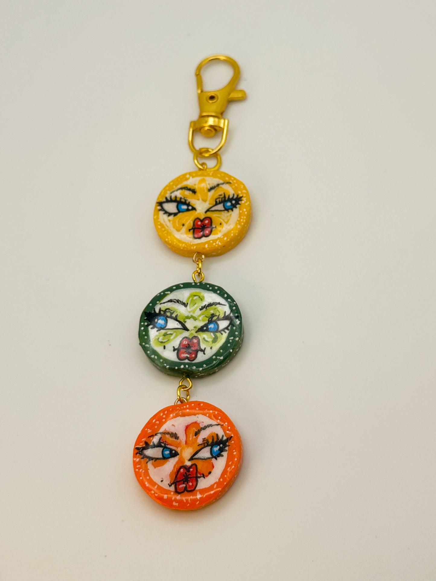 Citrus Sisters Keychain – Handmade Polymer Clay Bag Charm
