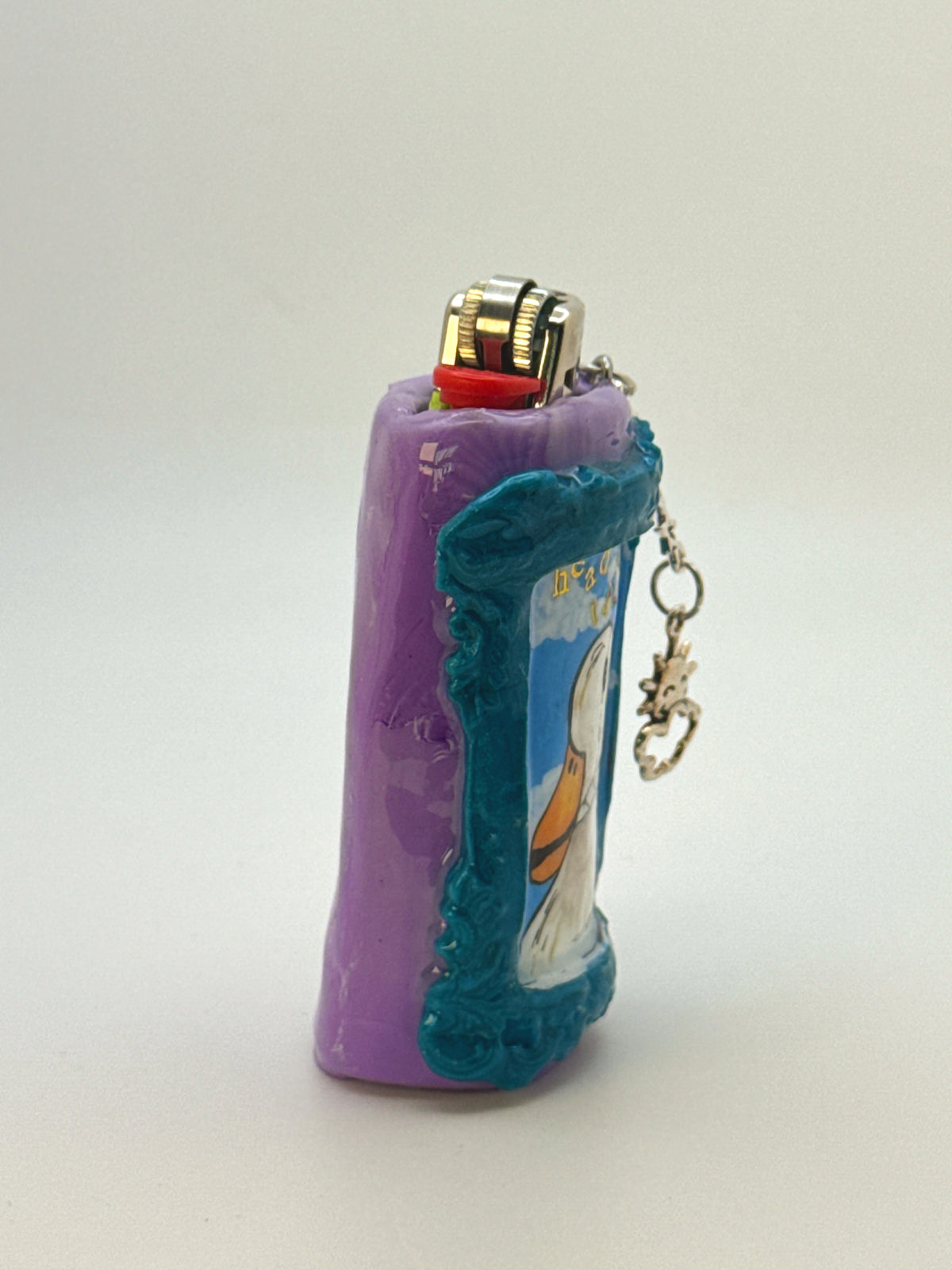 Vintage Frame Head in the Clouds Smoking Duck Case with charm| Fits Standard Bic | Handmade Polymer Clay Art