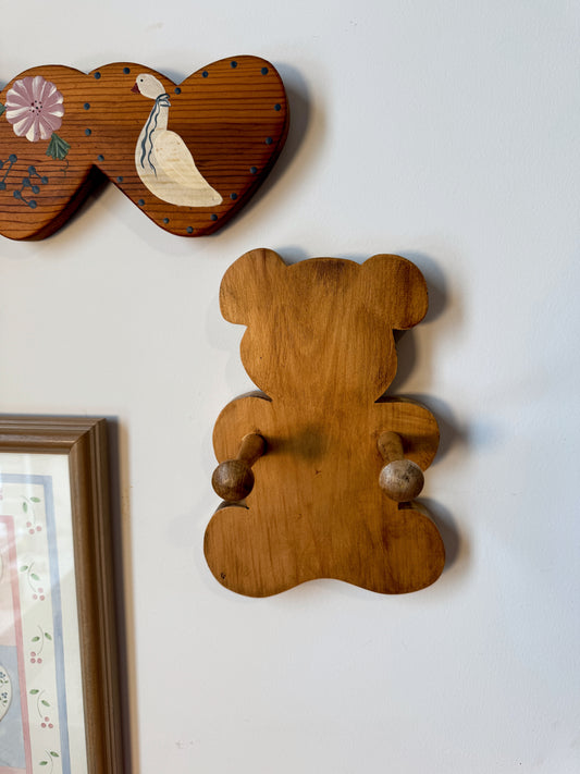 Vintage Wooden Teddy Bear Wall Hook – Kids Room / Nursery Decor