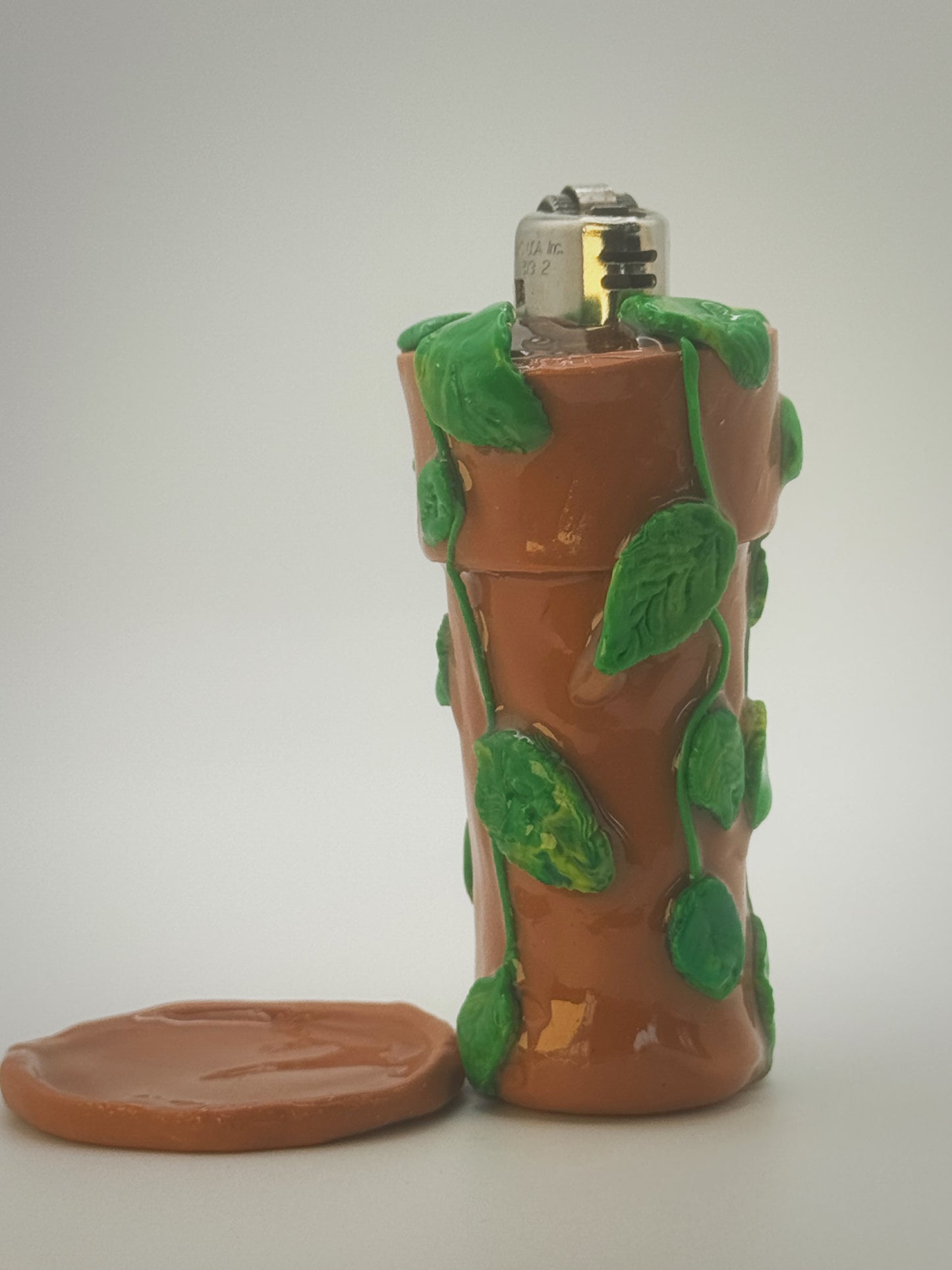 Potted Plant Lighter Case| Fits Standard Bic | Handmade Polymer Clay Art