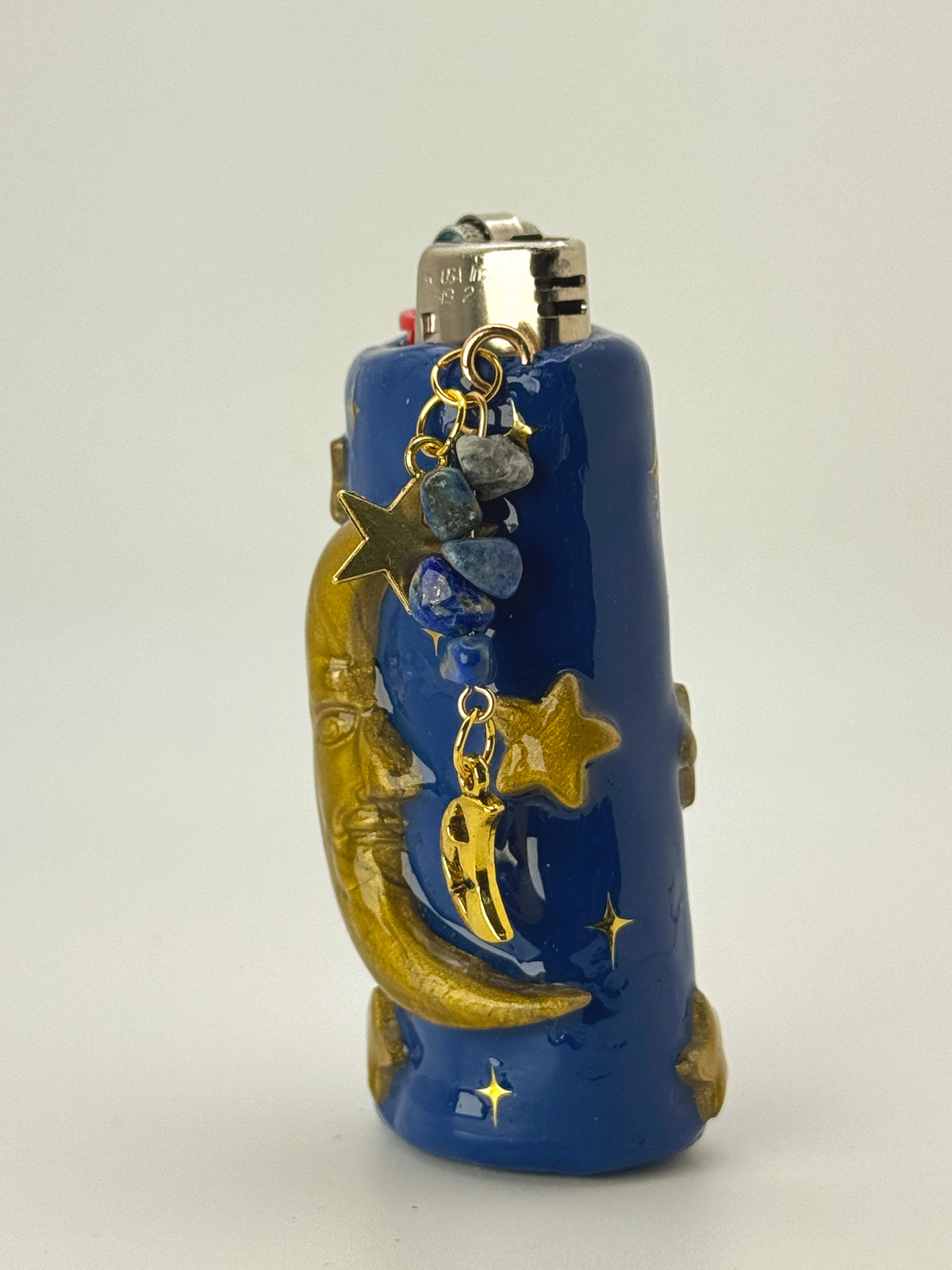 90s Celestial Gold Decor Lighter Case with charm| Fits Standard Bic | Handmade Polymer Clay Art