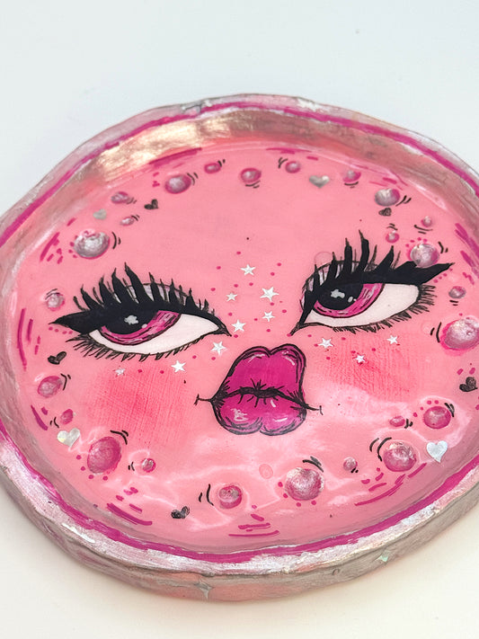 Cosmic Bubble Babe – 5” Hand-Painted Trinket Dish